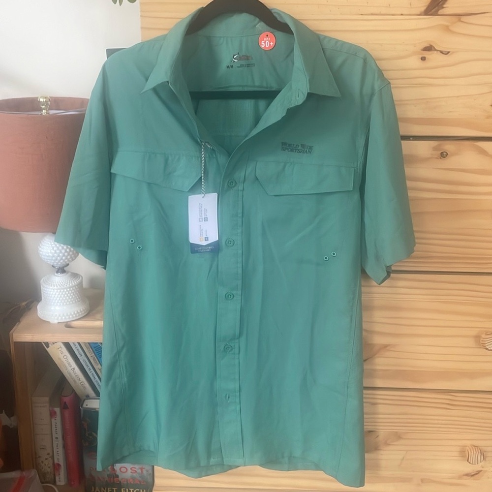 Bass Pro Button Down UV Shirt M Green